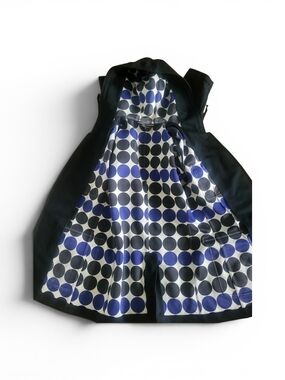Comme Des Garcons Navy Coat with Blue and Black Polka Dot Lining